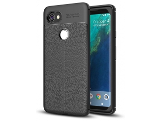 Google Pixel 2 XL Leder Design Gummi Hülle TPU Cover schwarz