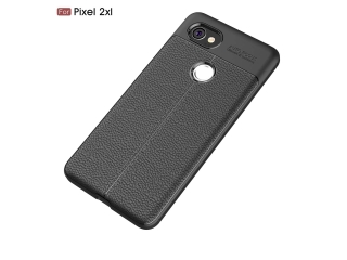 Google Pixel 2 XL Leder Design Gummi Hülle TPU Cover schwarz
