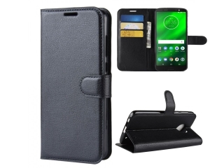 Motorola Moto G6 Plus Lederhülle Portemonnaie Karten Etui schwarz
