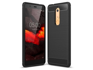 Nokia 5.1 Carbon Gummi Hülle TPU Case schwarz
