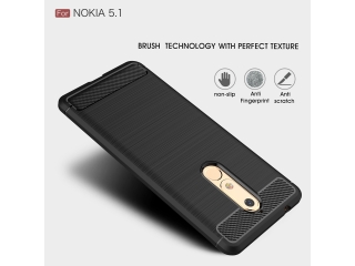 Nokia 5.1 Carbon Gummi Hülle TPU Case schwarz