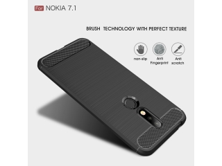 Nokia 7.1 Carbon Gummi Hülle TPU Case schwarz