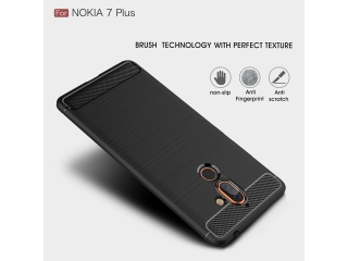 Nokia 7 Plus Carbon Gummi Hülle TPU Case schwarz