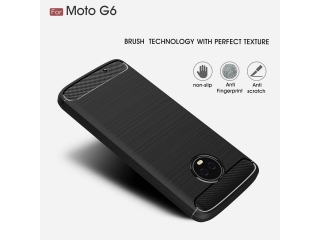 Motorola Moto G6 Carbon Gummi Hülle TPU Case schwarz