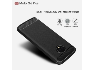 Motorola Moto G6 Plus Carbon Gummi Hülle TPU Case schwarz