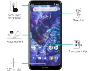 Nokia 5.1 Folie Panzerglas Screen Protector