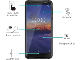 Nokia 3.1 Folie Panzerglas Screen Protector