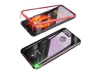 Honor View 20 Alu Magnetic Glass Case Panzerglas Backcover rot