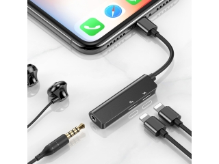 Baseus 3-in-1 iPhone 3.5mm Kopfhörer Lightning Adaper Musik & aufladen