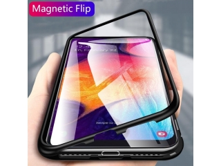 Samsung Galaxy A50 Alu Magnetic Glass Case Panzerglas Backcover schwarz