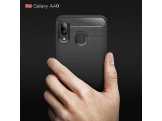 Samsung Galaxy A40 Carbon Gummi Hülle TPU Case schwarz
