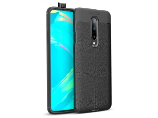 OnePlus 7 Pro Leder Design Gummi Hülle TPU Cover schwarz