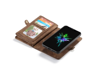 CaseMe iPhone X / Xs Echtleder Portemonnaie Hülle Karten Etui braun