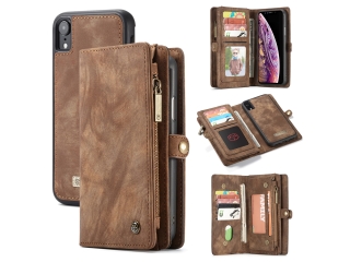 CaseMe iPhone Xr Echtleder Portemonnaie Karten Hülle Etui Case braun