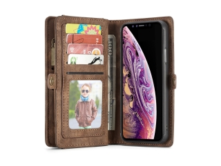 CaseMe iPhone Xr Echtleder Portemonnaie Karten Hülle Etui Case braun