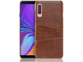 CardCaddy Samsung Galaxy A7 2018 Leder Backcase mit Kartenfächern braun