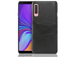 CardCaddy Samsung Galaxy A7 2018 Leder Backcase mit Kartenfächern schwarz