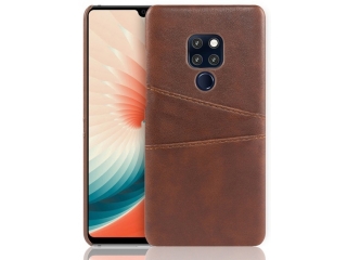 CardCaddy Huawei Mate 20 Leder Backcase mit Kartenfächern braun