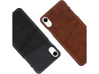 CardCaddy Apple iPhone XR Leder Backcase mit Kartenfächern braun