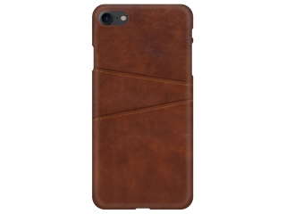 CardCaddy Apple iPhone SE 2020 Leder Backcase mit Kartenfächern braun