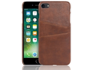 CardCaddy Apple iPhone SE 2020 Leder Backcase mit Kartenfächern braun
