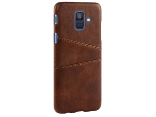 CardCaddy Samsung Galaxy A6 2018 Leder Backcase mit Kartenfächern braun