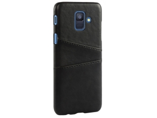 CardCaddy Samsung Galaxy A6 2018 Leder Backcase mit Kartenfächern schwarz