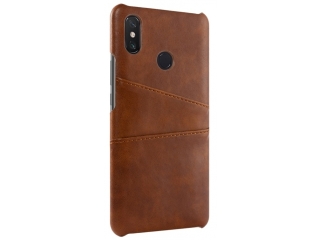 CardCaddy Xiaomi Redmi Note 6 Pro Leder Backcase mit Kartenfächern braun