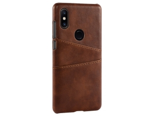 CardCaddy Xiaomi Mi Mix 2S Leder Backcase mit Kartenfächern braun