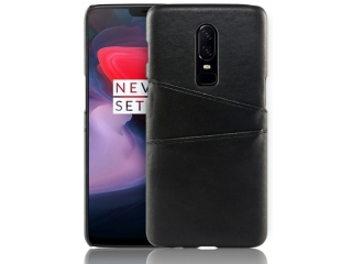 CardCaddy OnePlus 6T Leder Backcase mit Kartenfächern schwarz