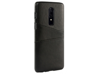 CardCaddy OnePlus 6T Leder Backcase mit Kartenfächern schwarz