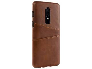 CardCaddy OnePlus 6T Leder Backcase mit Kartenfächern braun