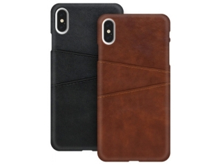 CardCaddy Apple iPhone XS Leder Backcase mit Kartenfächern schwarz