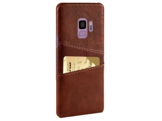 CardCaddy Samsung Galaxy S9 Leder Backcase mit Kartenfächern braun