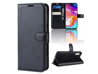 Samsung Galaxy A70 Lederhülle Portemonnaie Karten Etui schwarz