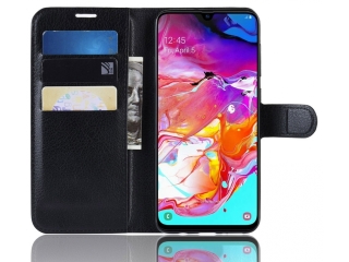 Samsung Galaxy A70 Lederhülle Portemonnaie Karten Etui schwarz