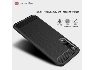 Xiaomi Mi 9 SE Carbon Gummi Hülle TPU Case schwarz
