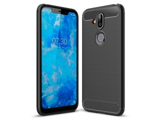 Nokia 8.1 Carbon Gummi Hülle TPU Case schwarz