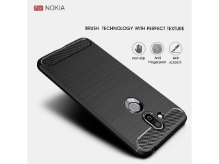 Nokia 8.1 Carbon Gummi Hülle TPU Case schwarz