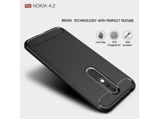 Nokia 4.2 Carbon Gummi Hülle TPU Case schwarz