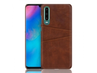 CardCaddy Huawei P30 Leder Backcase mit Kartenfächern braun