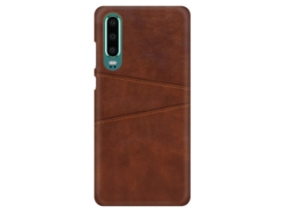 CardCaddy Huawei P30 Leder Backcase mit Kartenfächern braun