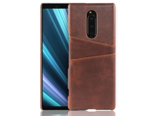 CardCaddy Sony Xperia 1 Leder Backcase mit Kartenfächern braun