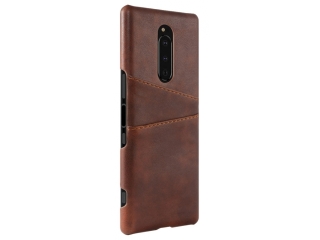 CardCaddy Sony Xperia 1 Leder Backcase mit Kartenfächern braun