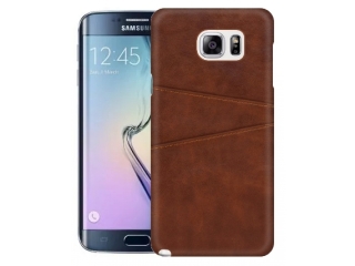 CardCaddy Samsung Galaxy S6 Edge Leder Backcase mit Kartenfächern braun