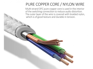 USB-C auf 3.5 mm Kopfhörer Adapter Kabel aus Nylon reissfest silber