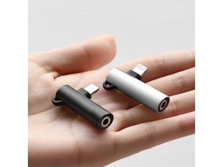 iPhone 3.5mm Kopfhörer Adapter und Akku aufladen mit Lightning silber