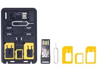SIM Karten Travel Adapter Kit mit Opening Tool und MicroSD USB Reader