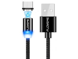 Floveme Insnap Magnetisches Micro USB Ladekabel aus Nylon 1m - schwarz