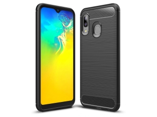 Samsung Galaxy A20e Carbon Gummi Hülle TPU Case schwarz